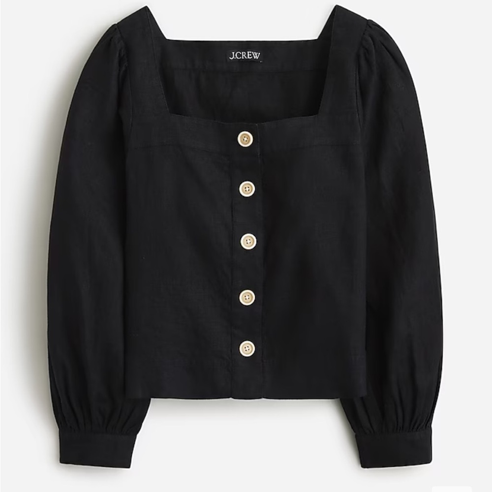 J. Crew Black Blouse with Gold Buttons